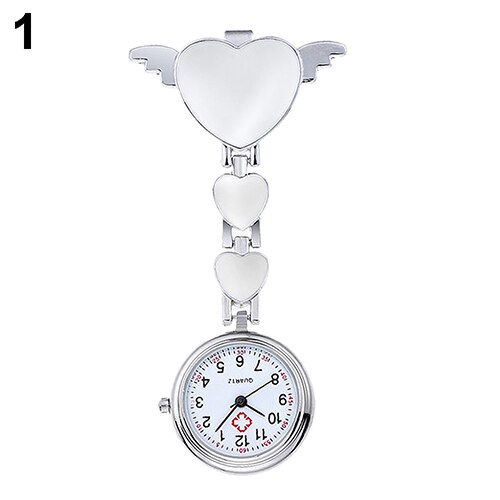 Women Lady Cute Love Heart Quartz Fob Brooch Nurse Pocket Watch For Girls Bright Color: White