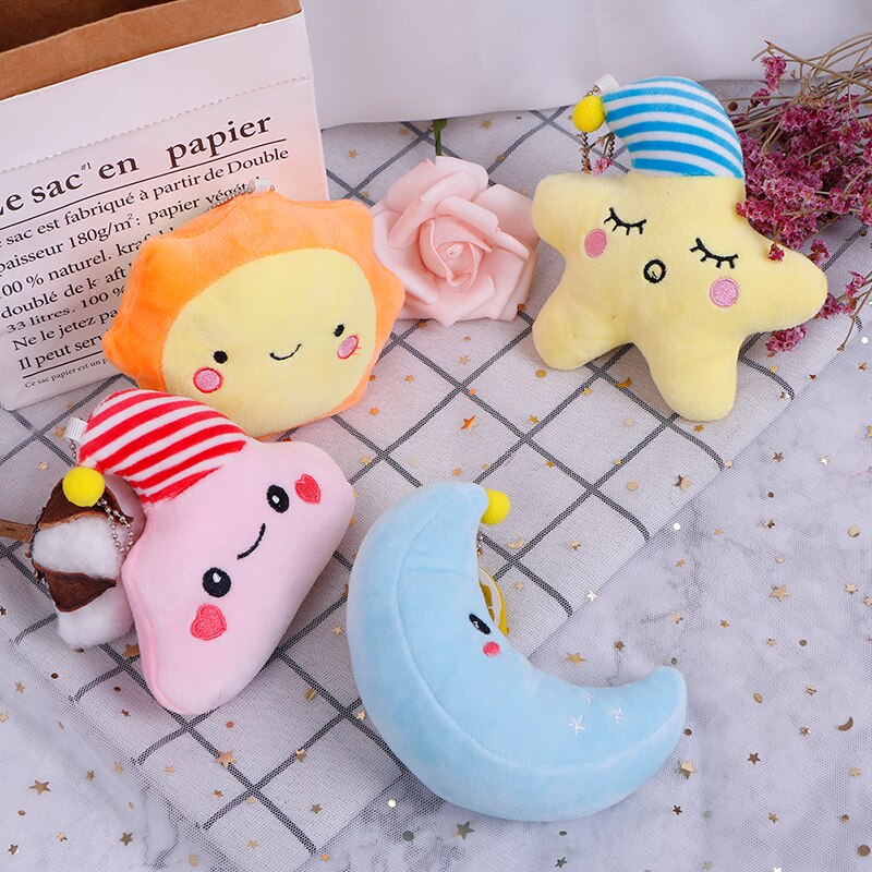 1PC dessin animé étoile lune soleil blanc nuage peluche pendentif doux jouets en peluche pour Bbay