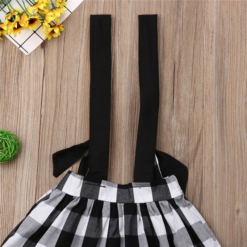 Emmababy Girls Skirt Summer Toddler Baby Girl Party Princess Cotton Strap Skirt Plaid Kids Skirts Girls Sundress 6M-4Y
