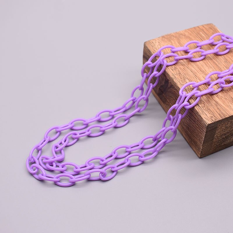 10/50 Uds. De cadena de eslabones acrílicos coloridos de 50cm de longitud, cadenas con cierre de langosta para cadena de ojos, accesorios de joyería, cadena de eslabones de plástico: 10 mm / Azul