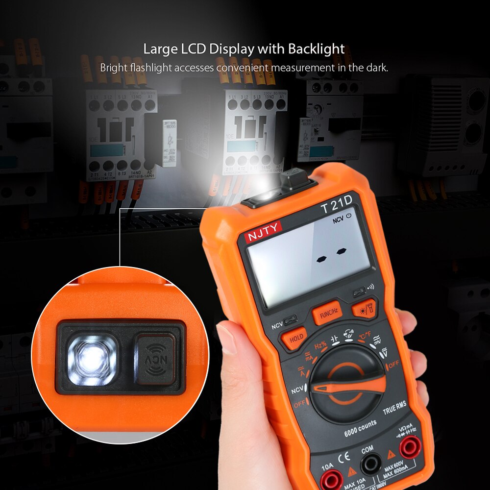 Mini Multimeter 6000 Counts Multi-functional Non Contact True RMS MultiMeter T21D Multimetro Tester AC/DC Voltage Temperature