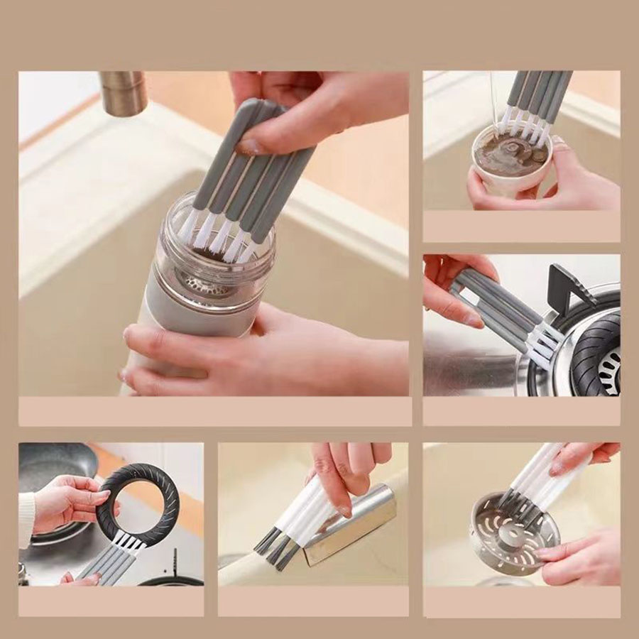 Multifunctionele Toetsenbord Reinigingsborstel Spleet Thermos Cup Deksel Toetsenbord Fles Mondborstel Gebogen Handgreep Reinigingsborstel