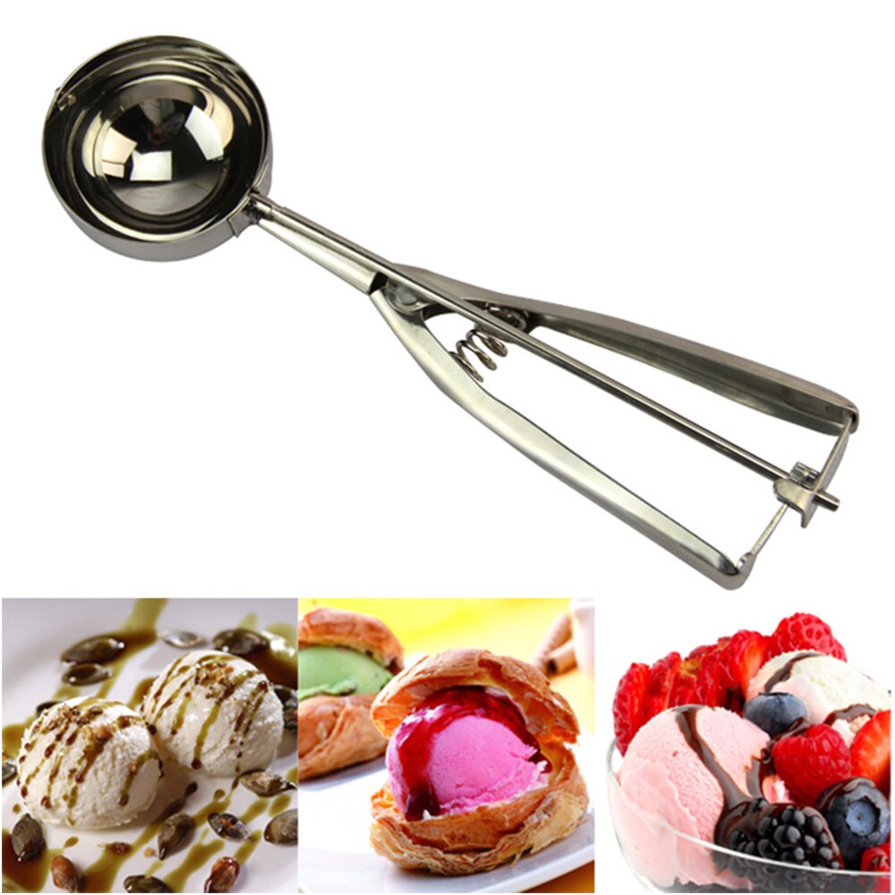 Silver Kitchen Ice Cream Scoop Potato Scoop Stainless Steel Spoon Ice Cream Making Ball Maker Kitchen Accessories