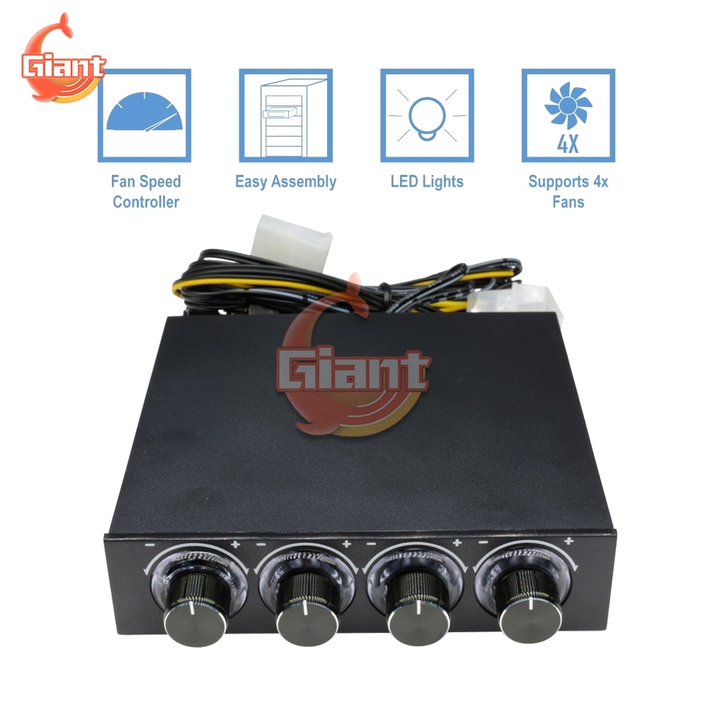 Gear Fan Speed Controller Computer Fan Controller Speed Control Adjuster for PC CPU LED Cooling 4 Channel 4-Pin 3-Pin DC 5V 12V