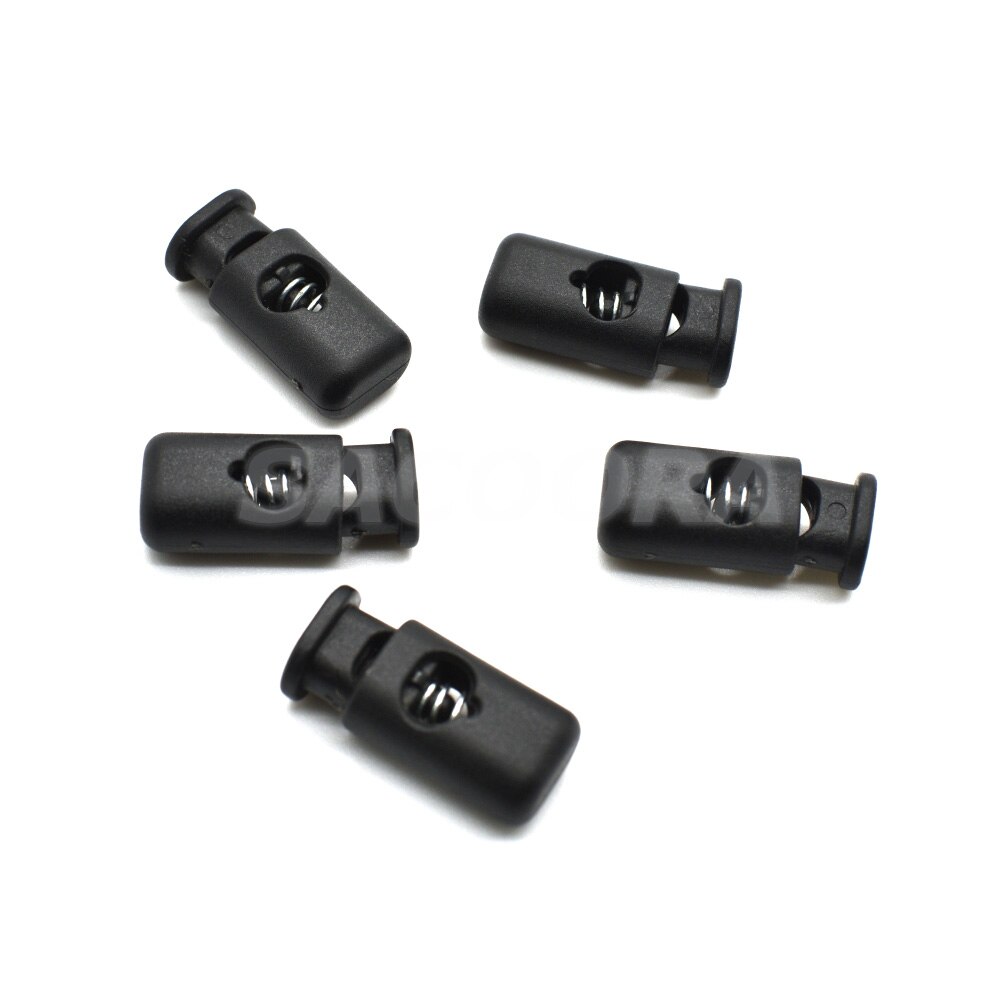 25 stks/pak Koordvergrendeling Stopper Cilinderhuis Plastic Toggle Clip Voor Kledingstuk Accessoires Zwart