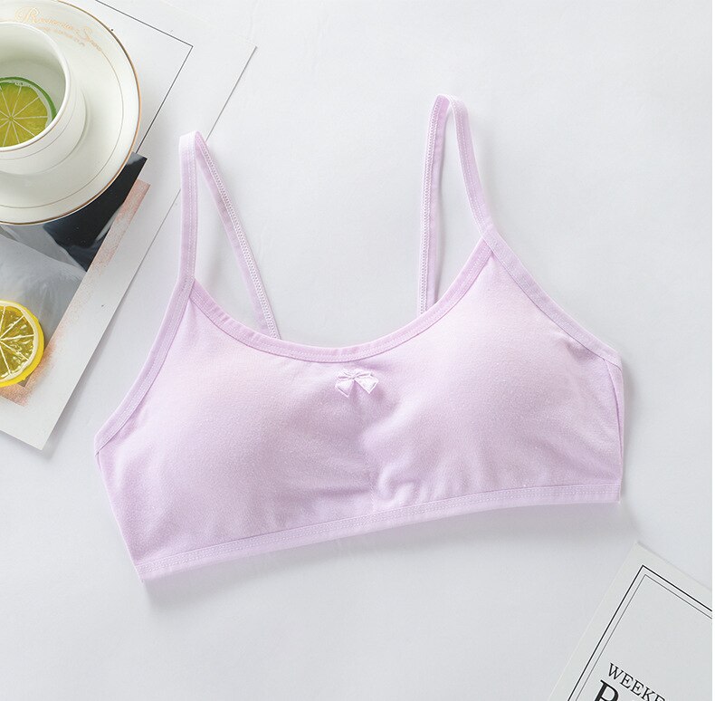 2PC Bra for Teen Girls Developmental Vest 14 Junior High School Students Puberty Girls Bras, Big Girls Underwear Thin Teen: Purple