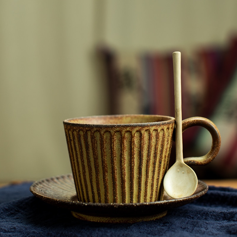 Tasse à café en céramique japonaise, faite à la main, rétro européen, verte, blanche, littéraire, Simple, de , ensemble de tasses Vintage en poterie
