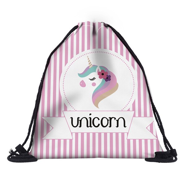 Deanfun 3D imprimé sac à cordon rayé licorne filles cartables pour Organzier 60133: Default Title