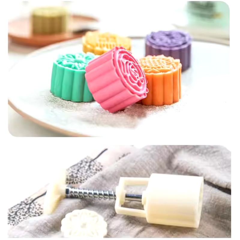 Mooncake-Formpresse mit Stempeln, Blumenmuster, Mooncake-Hersteller zum Backen, DIY, Gebäck, Kekse und Nachspeisen, Kuchendekorationswerkzeuge