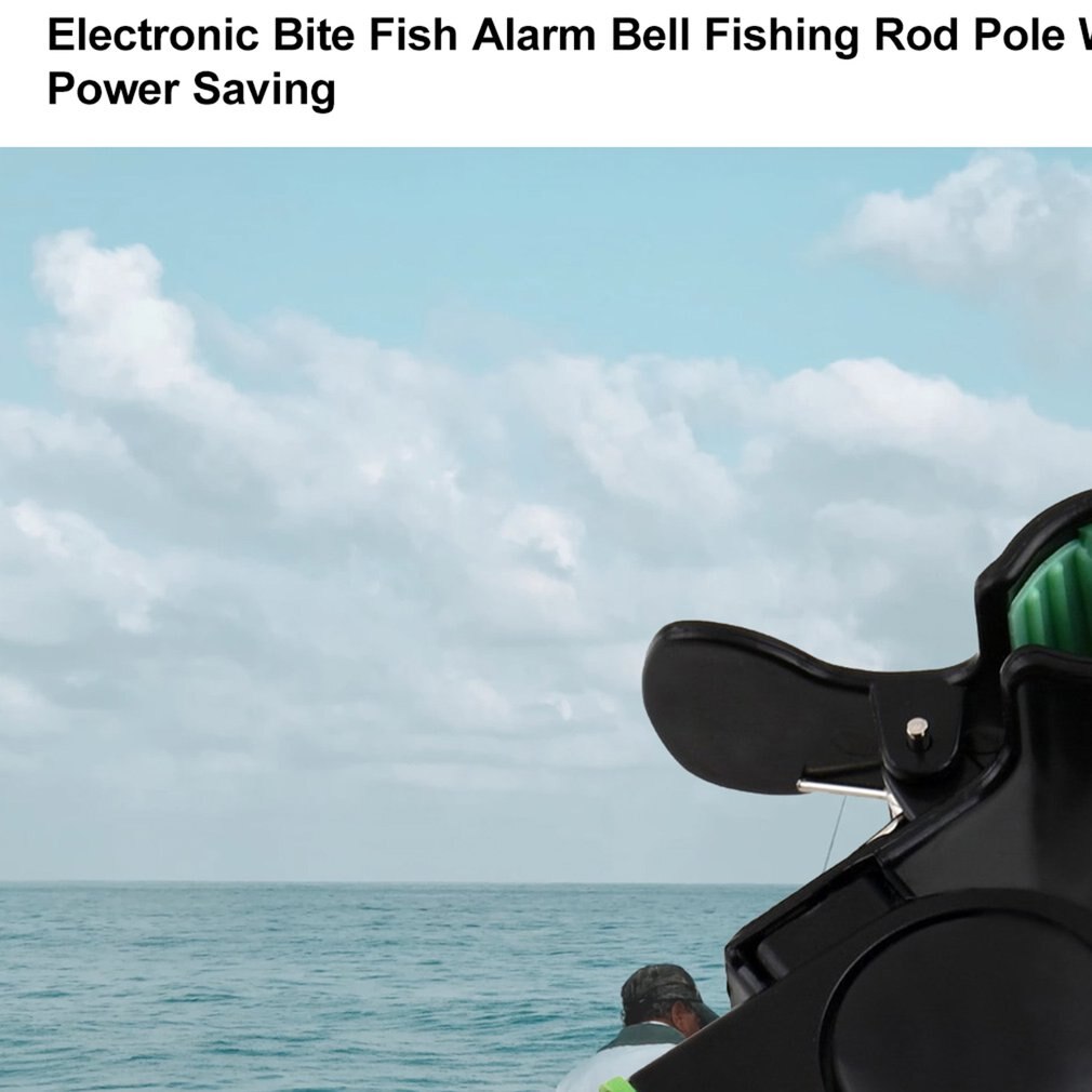 Electronic Bite Fish Strike Sound Alarm Sensor Bell Clip-On Fishing Rod Pole Tackle W/ LED Light with 3*AG-13 Button Cell Black