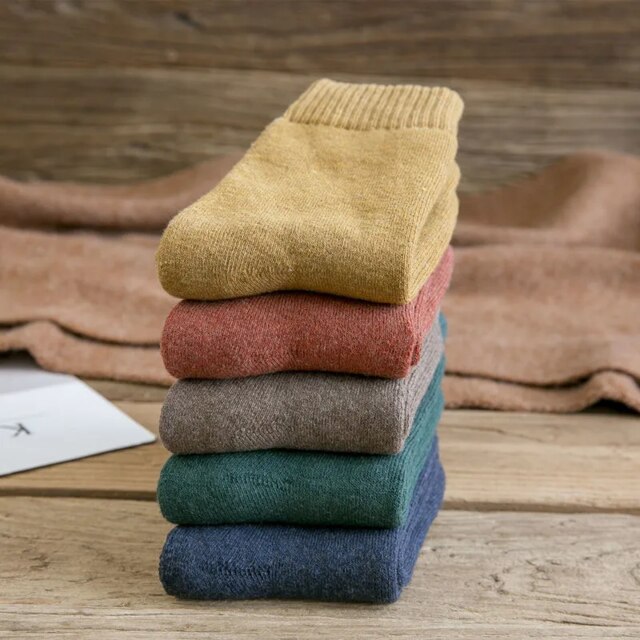 5 Pairs Men Thermal Winter Autumn Warm Crew Socks Male Terry Thick Work Socks: 1