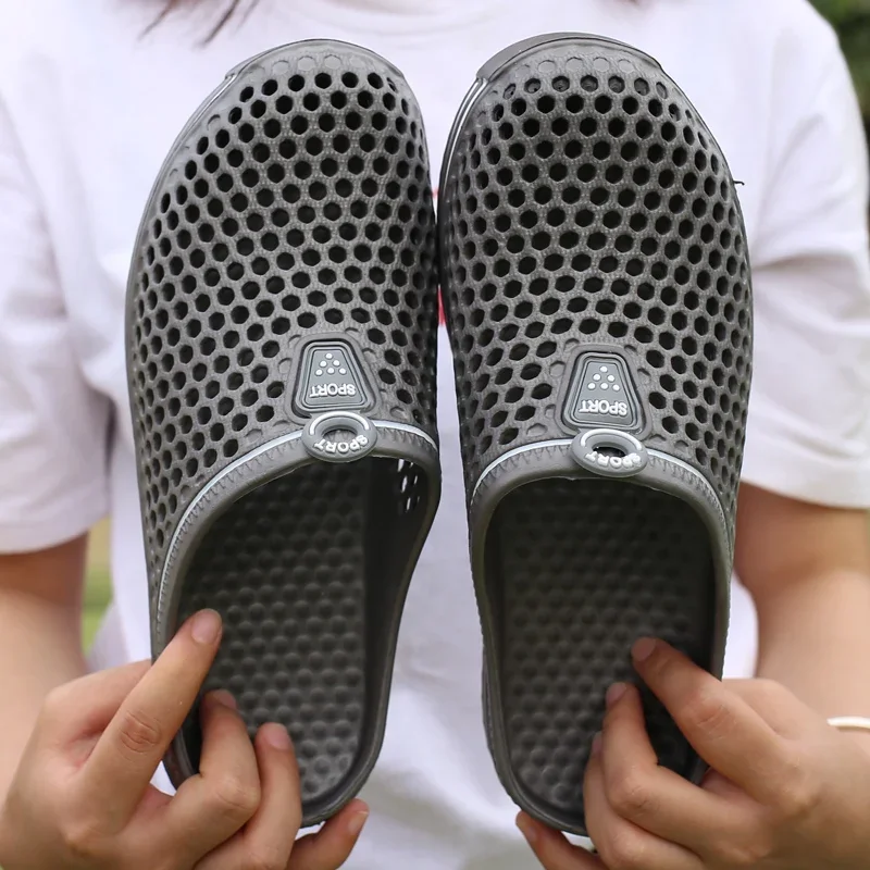 Sommerstrandsandaler herretøfler lette pustende damesandaler flip-flops herre flate fritidssko hvite damesko dametøfler: Himmelblå / 43