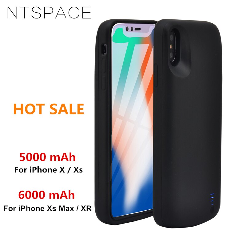 6000 mah bærbart powerbank-deksel for iphone xs max xr batterideksel 5000 mah batteriladeretui for iphone x xs powercase capa