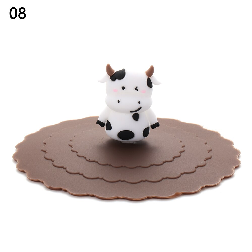 10cm Cartoon Cute Silicone Cup Cover Heat-resistant Leak Proof Sealed Lids Cap Dustproof Cup Cover Tea Coffee Lid Home Supplie: 8