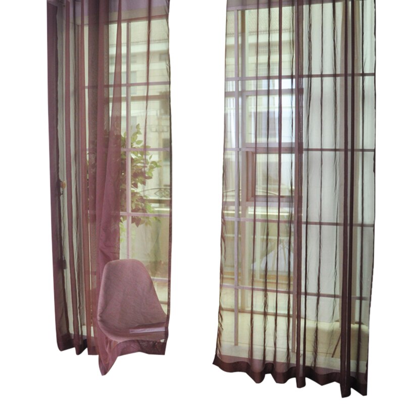 1pc ren farge bryllup glassgarn gjennomsiktig vindusskjerm ferdig gardiner hjem dekorasjon 100 x 200cm: A11
