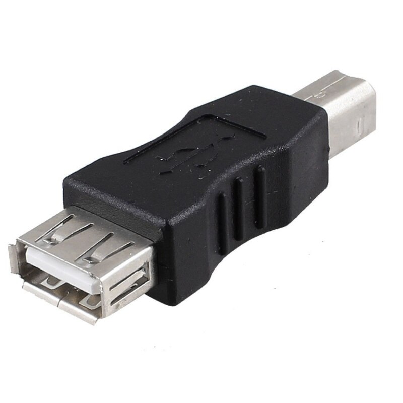 USB printer adapter type A female - type B male black silver tone: Default Title