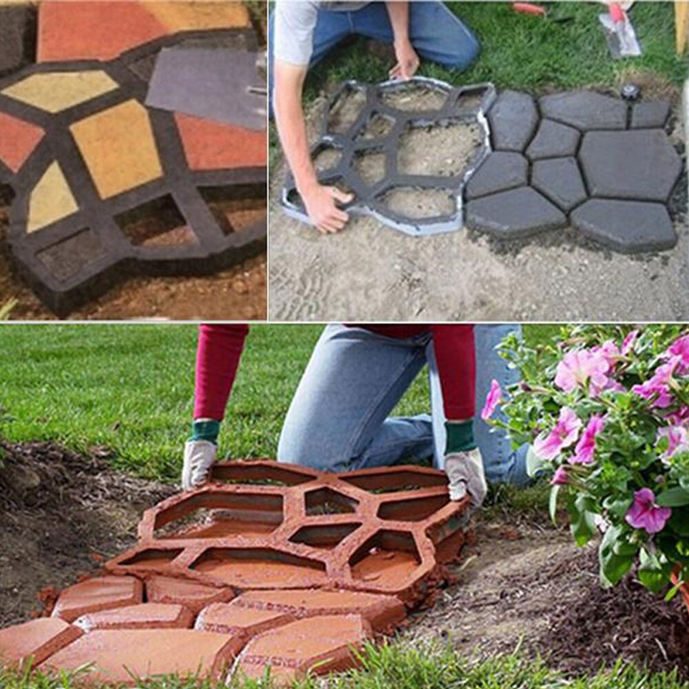 Manualmente pavimentación de ladrillos de cemento de hormigón moldes de plástico DIY molde para construir pavimentos jardín aceras Camino de piedras molde decoración de jardín