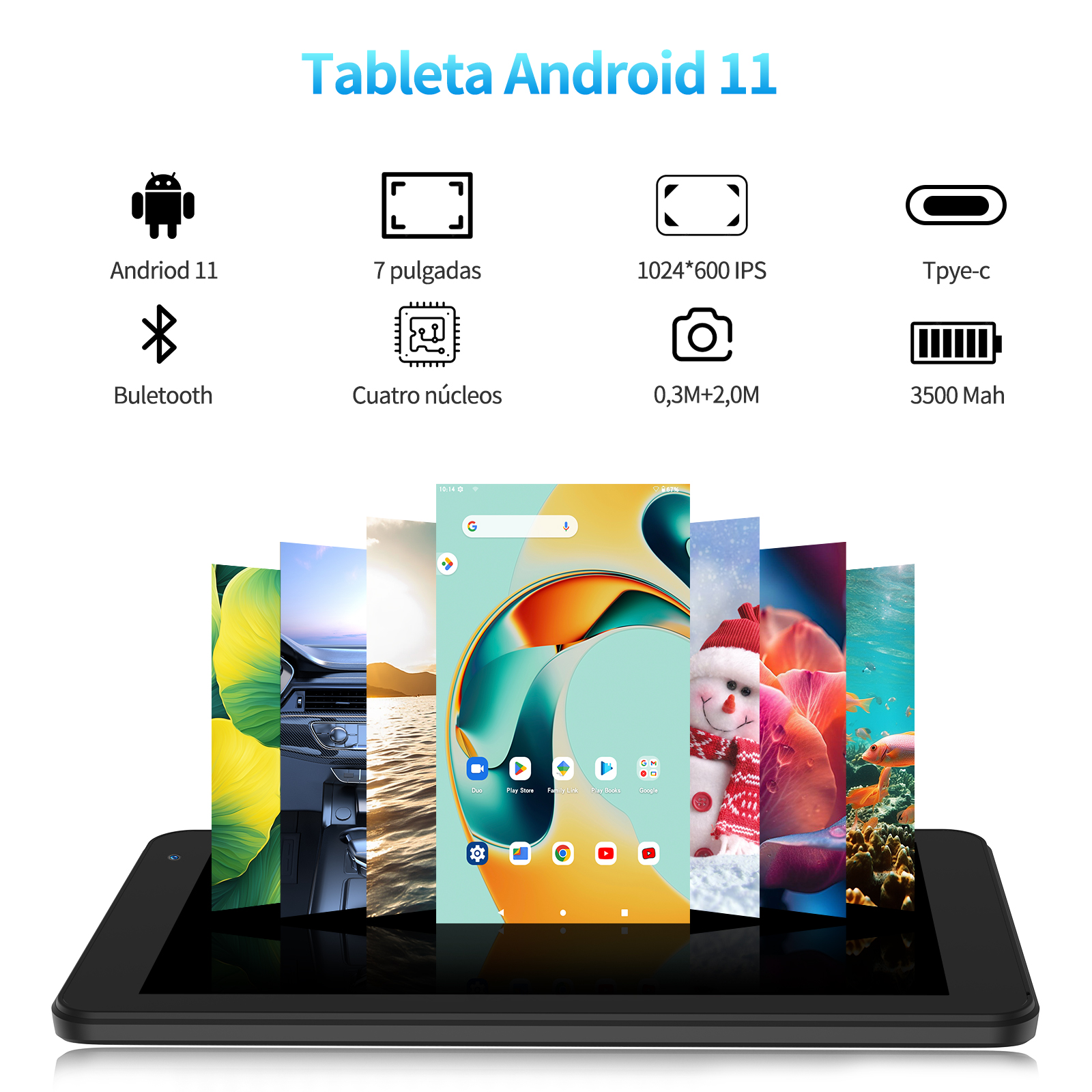 Pritom 7 zoll tablet pc 32 gb android 11 mit quad core prozessor hd ips display dual kamera wifi mit pu schutzhülle