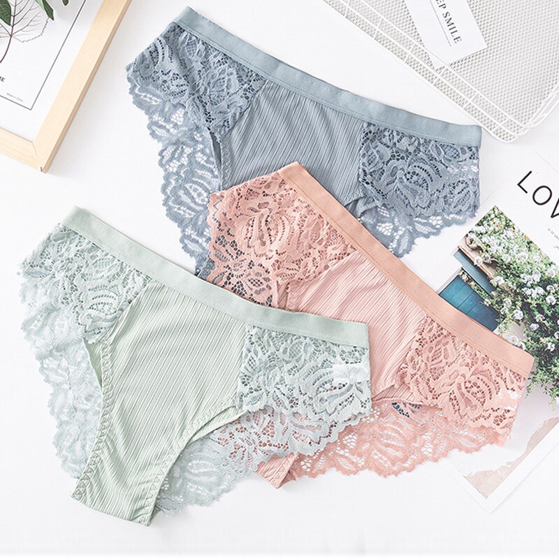 Q Woman Panties Cotton Spandex Lace Underwear Ladies Underpants 4Colors 1Pcs Breathable Comfortable Underpants