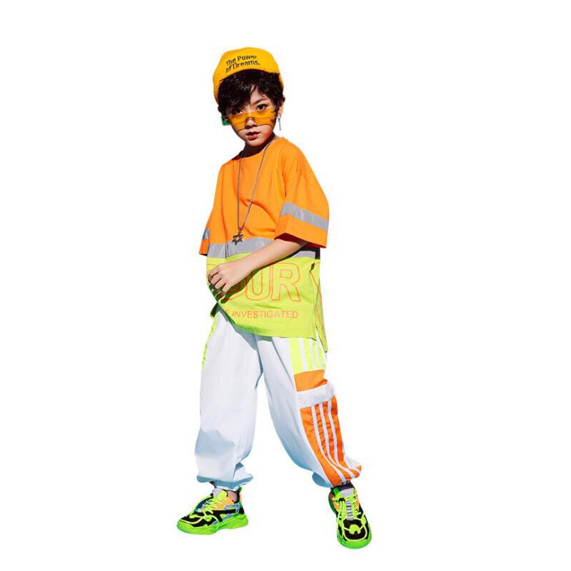 Kids Wedstrijden Hip Hop Dansen Outfits Oversize T-shirt Dance Jogger Broek Jazz Dans Slijtage Kostuums Kleding Voor Jongens Meisjes