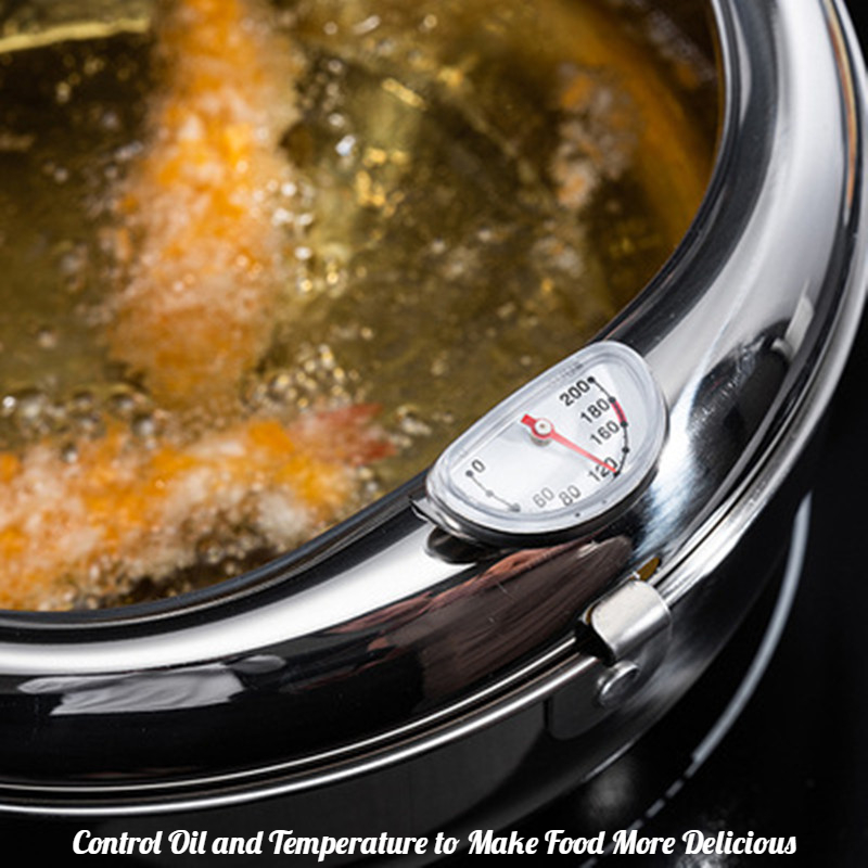 Friteuse Frietjes 304 Rvs Gas Frituur Aardappel Friteuse Met Olie Kookpot Gebakken Kip Met Thermometer