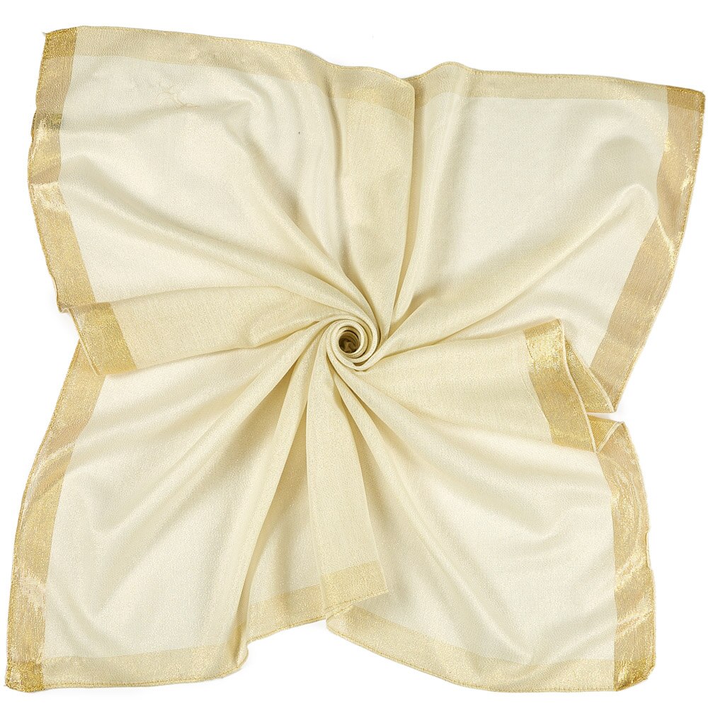 Foulard carré uni avec bordure en Lurex doré pour femme, châle léger, 90x90 cm: 4