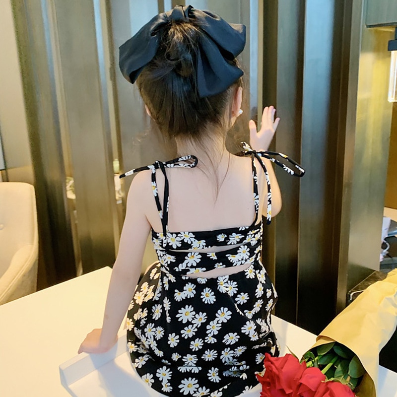 vetement bebe fille bebe fille robe bebe fille robe mariage fille deguisement fille Robes d&#39;été pour enfants, dos nu, marguerite, vêtements de plage pour filles, 2022