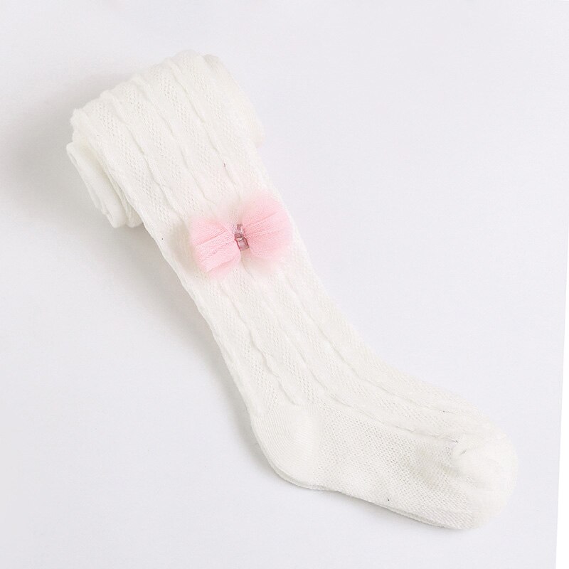 Summer Mesh Thin Baby Tights Lace Bow Princess Baby Girl Tights Pantyhose Soft Cotton Children Stockings Hosiery: White / 0-12M