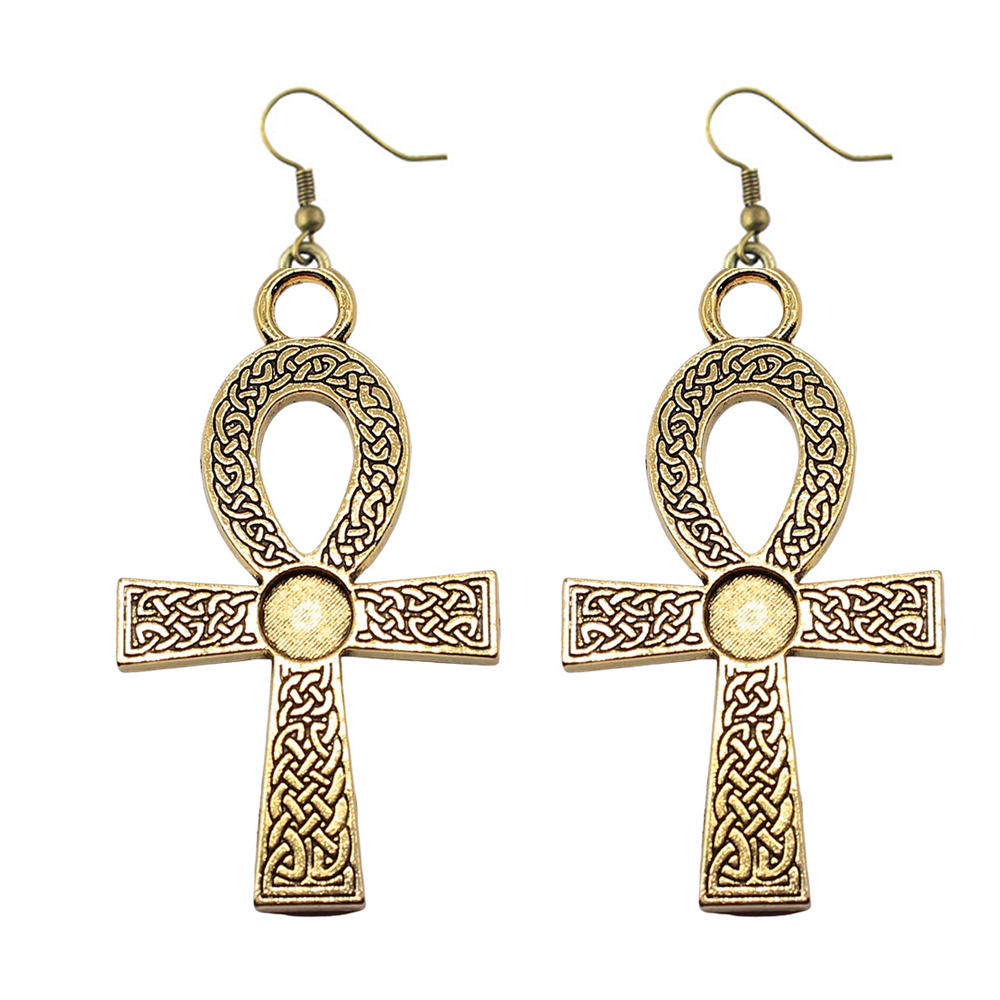 10x5cm Vintage Egyptian Life Big Ankh Cross Pendant Long Chain Necklace Jewelry Men and Women Accessories: Pure Gold Color