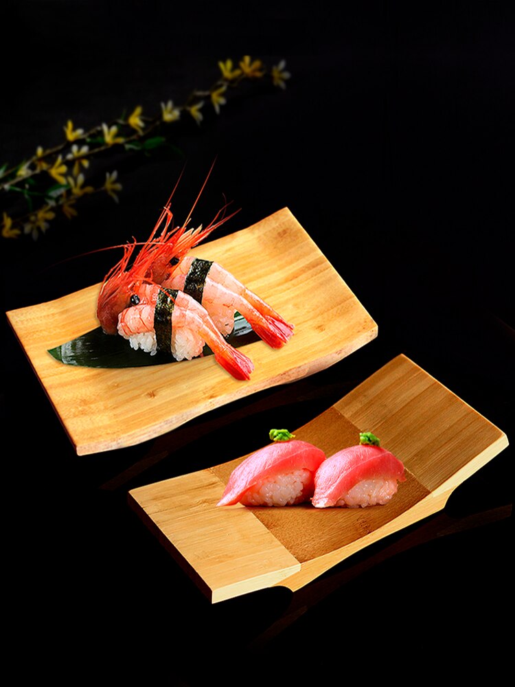 Massief Houten Platen Koken Houten Platen Sushi Platen Rechthoekige Gebogen Servies Japanse En Koreaanse Servies