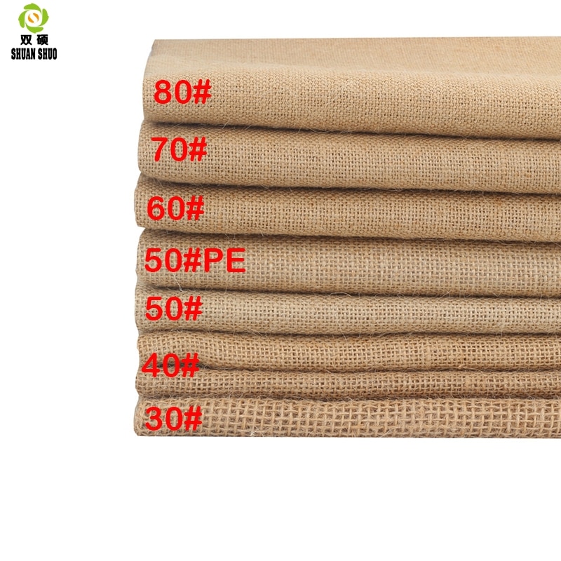 ShuanShuo 30 #-80 # tela de yute saco de lino tela para trabajo manual DIY, bolsas de almacenamiento decoración de Navidad 160*50cm