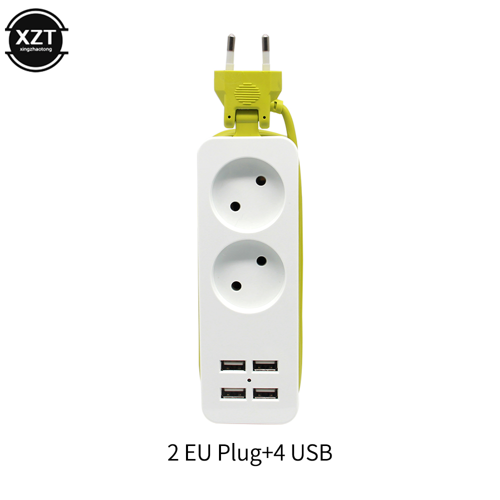 Eu stik stikdåse 4 usb port væg multi socket bærbart eu usb hub stik til smartphones tablets opladning 1200w 250v,1.5m: 2 eu