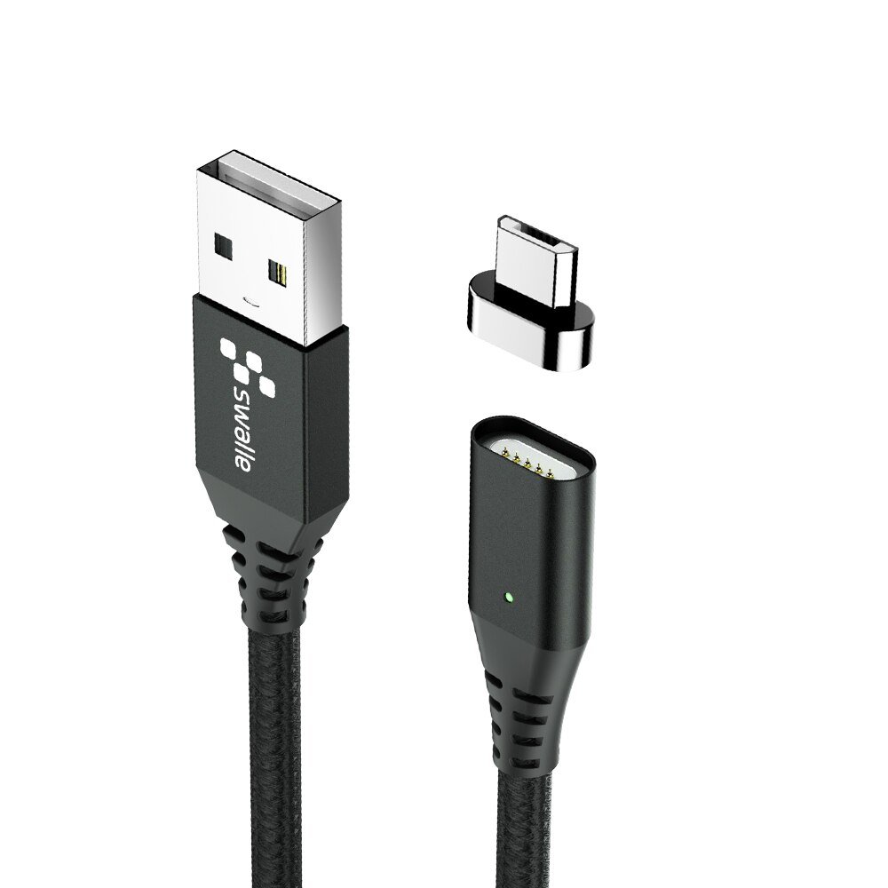 Swai cabo magnético micro usb tipo c, cabo de carregamento rápido para samsung s8 s9 plus, iphone x xr xs max: micro usb