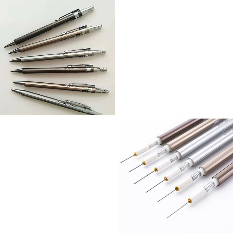6 Stuks Metalen Vulpotlood 0.5 Mm/0.7 Mm Lood Professionele Automatische Potloden Student Tekening Voor School Kantoorbenodigdheden