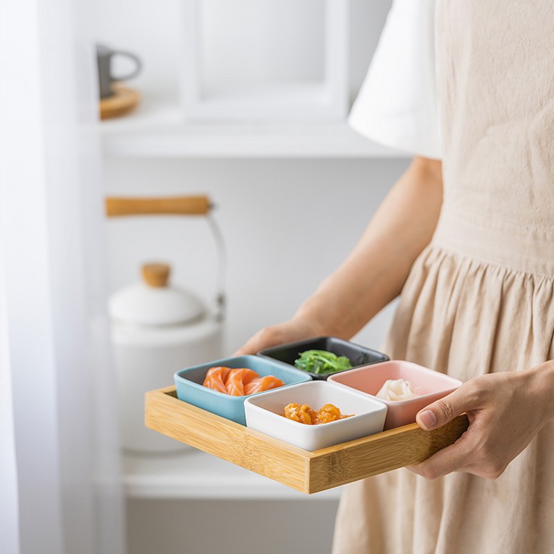 square snack plate divided grid plate household ceramic platter snack nut plate sauce plate fruit plate dish