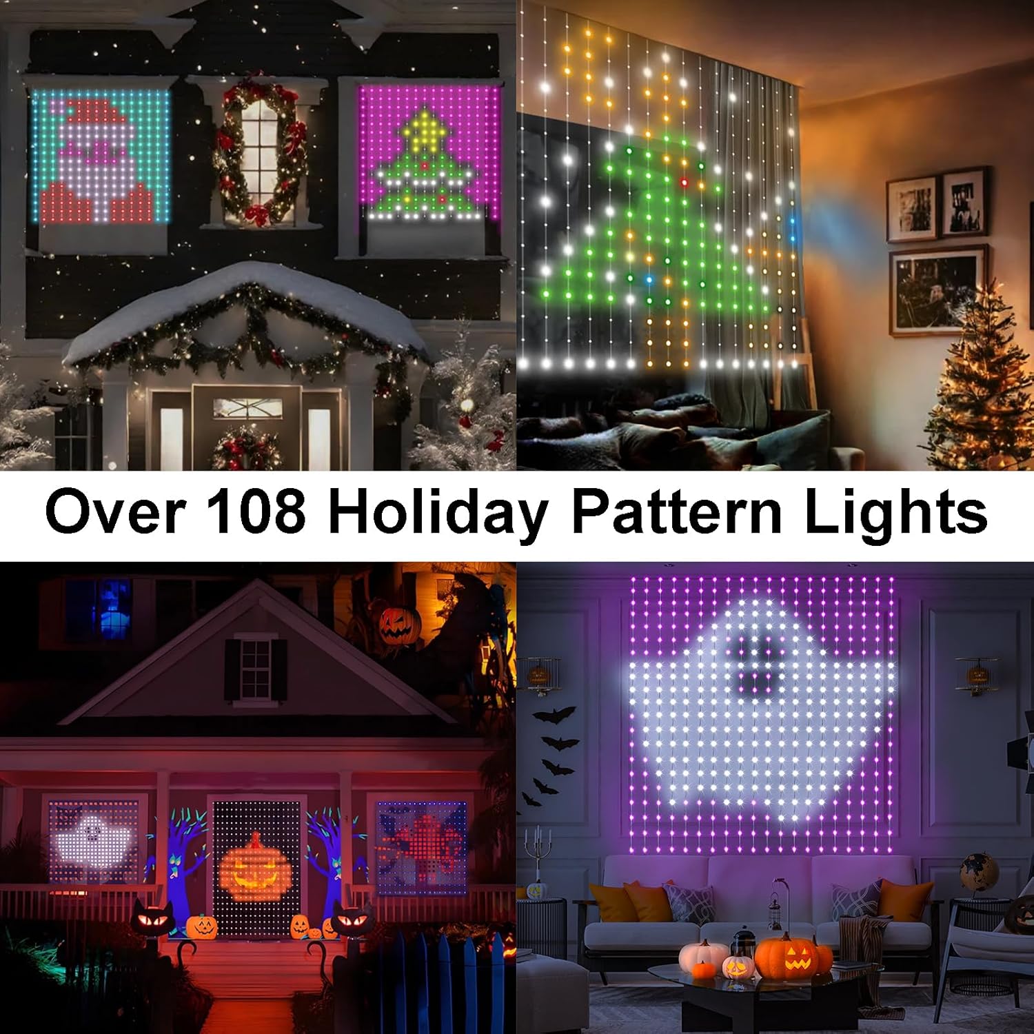 Intelligente Vorhanglichter, 400-LED-USB-Vorhang-Lichterkette mit App-Fernbedienung, Musiksynchronisierung, Weihnachtsvorhang-Lichterkette Ich bin Freien