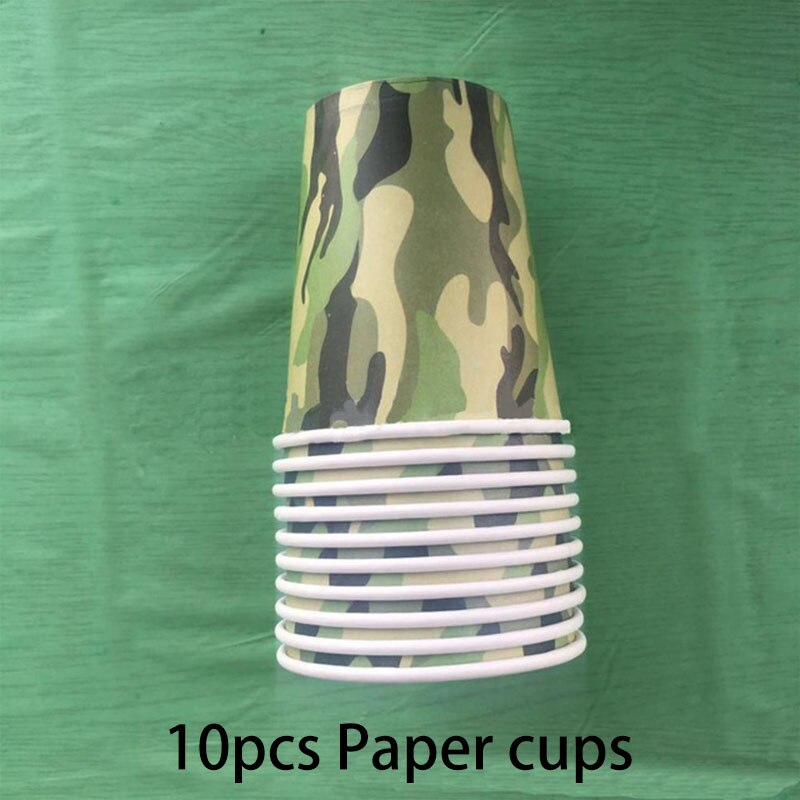 Army Green Camouflage Theme Party Disposable Paper Tableware Decorative Banners For Kids Birthday Party Decor