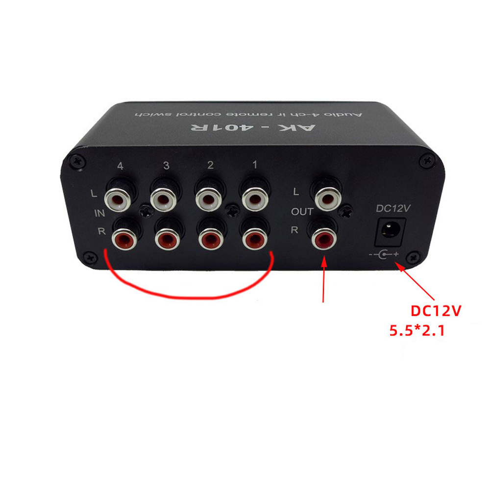 4-WEG-Stereo-Audio-Umschalter 4CH Audio IR-Fernbedienungsschalter AV-Audiosignal 4-in 1-out-Audioquellenschaltung FÜR CD-Player