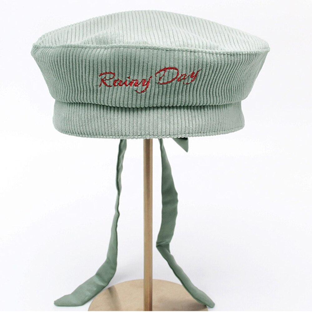 Boina joejerry bonita para mujer, gorra plana, sombrero de pana bordado, boina para chicas, novedad