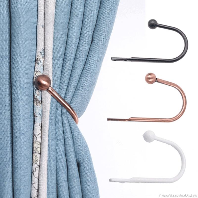 Aluminum Alloy Curtain Tieback Hook with Screws Wall Mount Heavy Duty U Shaped Hook Anti Deform Home Dorm Curtain Hook