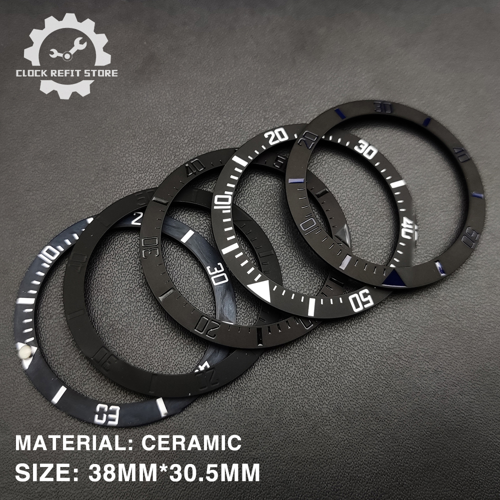 Modification d'horloge, lunette de 38mm, noir mat, anneau d'insertion en céramique de , diamètre intérieur 30.5, convient aux accessoires de montre pour hommes de 40mm