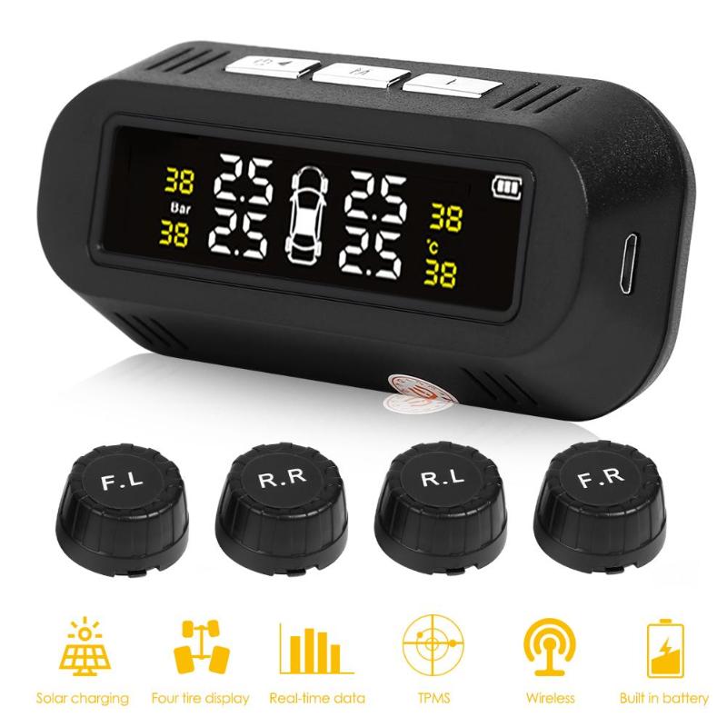 VODOOL C68 Solar Car TPMS Tire Pressure Monitoring System Auto Tyre Pressure Temperature Warning Alarm Systems With 4 Sensors