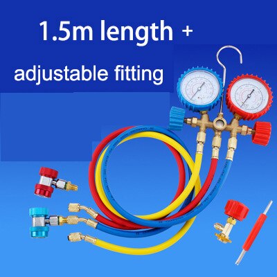 Car Air conditioning refrigerant filling tube cold medium Freon R134A Refrigerant charging hose Pressure Gauge 536G: 150cm adjustable