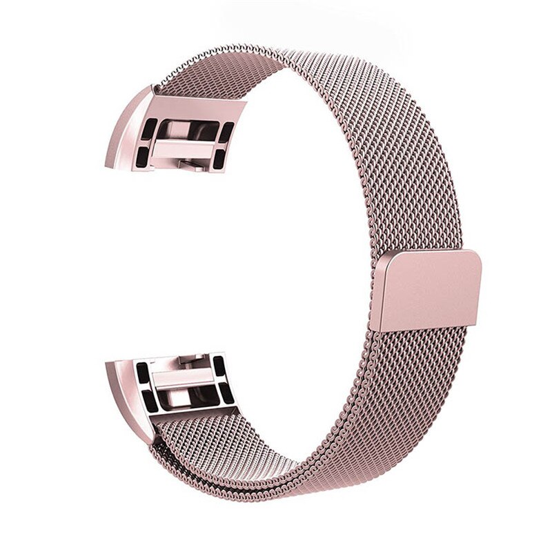 SL Size Metal Stainless Strap For Fitbit Charge 2 Band Milanese Magnetic Fitbit charge2 Strap Smart bracelet For Wrist strap: Rose Pink / S