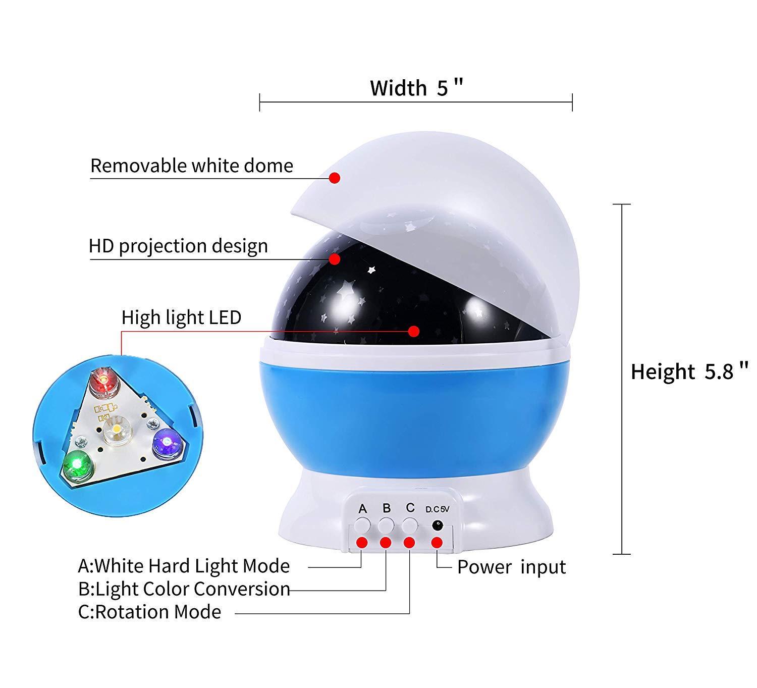 Lampe de projecteur étoile, veilleuse rotative LED 14 modes pour