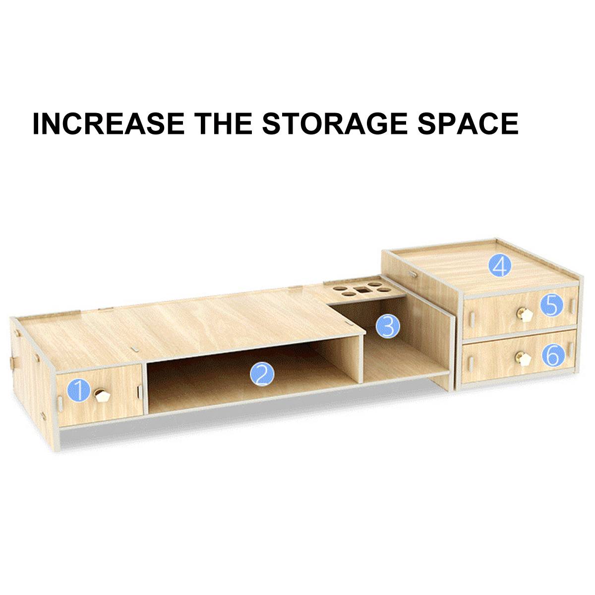 Ordinateur Moniteur Riser Socle De Bureau Étagère En Bois Plinthe Forte Support D'ordinateur Portable Support De Bureau Support De Moniteur Avec Boîte De Rangement organisateur