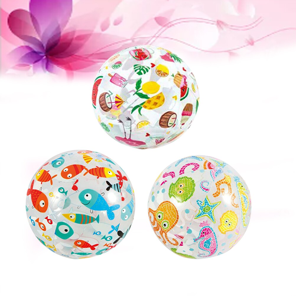 Sea Creature Lively Print Clear Beach Ball Inflatable Cute Colorful Beach Ball for Summer Pool Party Fun Games Activities