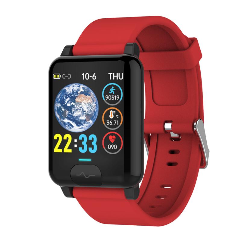 Smartwatch 1.3 inch lcd-kleurenscherm, draagbare polsbandjes, hartslagmeter, bloeddrukmeter,  ip68 waterdichte sportpolsbandjes: 02 rode