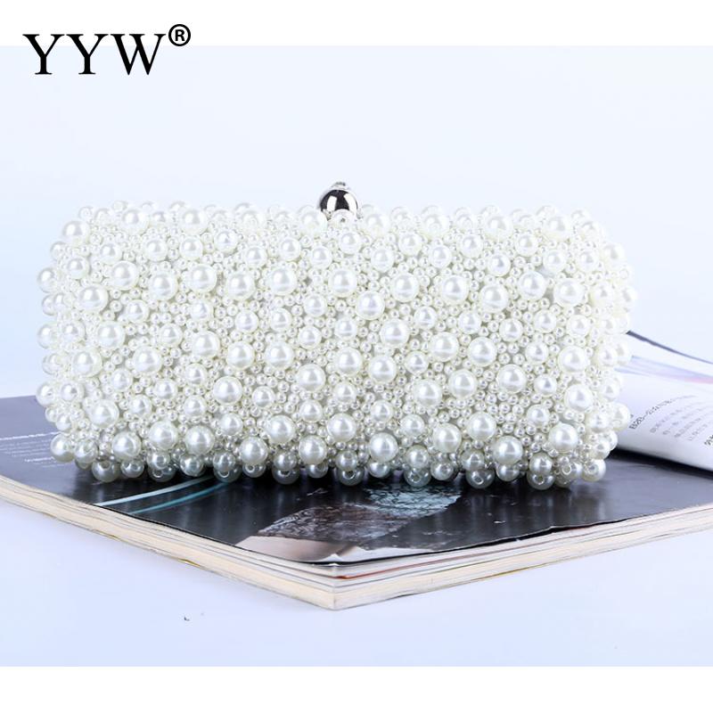 Sac à main en plastique blanc perle, Pochette de soirée Vintage pour femmes, sacs à chaîne avec Pochette à sangle suspendue: off white