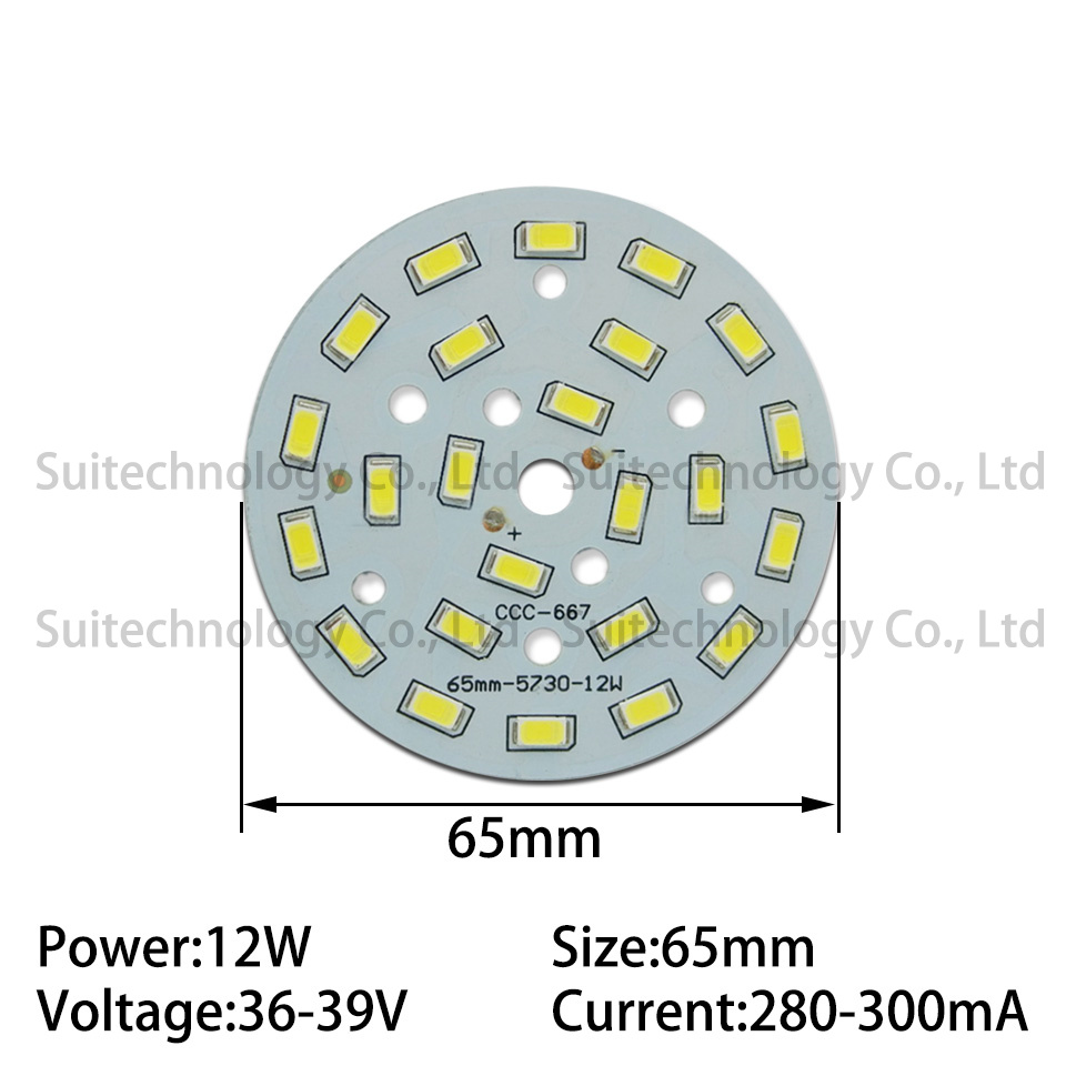 5pcs Helderheid SMD Licht Boord 12W SMD5730 LED Lamp Panel 65mm Voor Plafond PCB Met LED Aluminium plaat basis met SMD chip